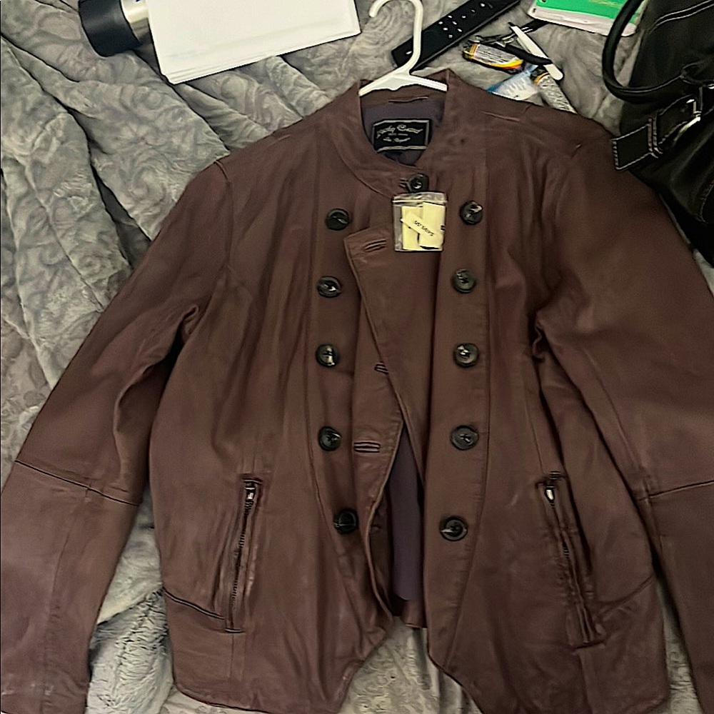Lucky Brand Brown Leather Jacket Tailored Design